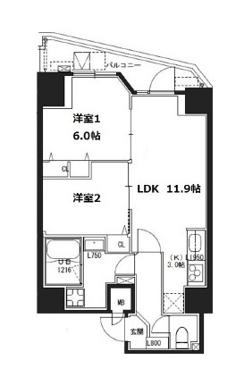 S-RESIDENCE蔵前の間取り|間取りです。