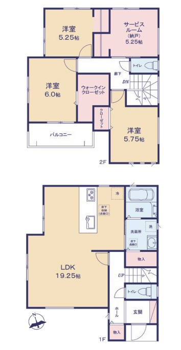 【仲介手数料半額】和光市第1下新倉　全4棟　1号棟の間取り