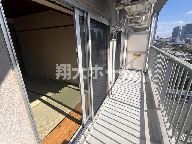 門前仲町スカイハイツのバルコニー