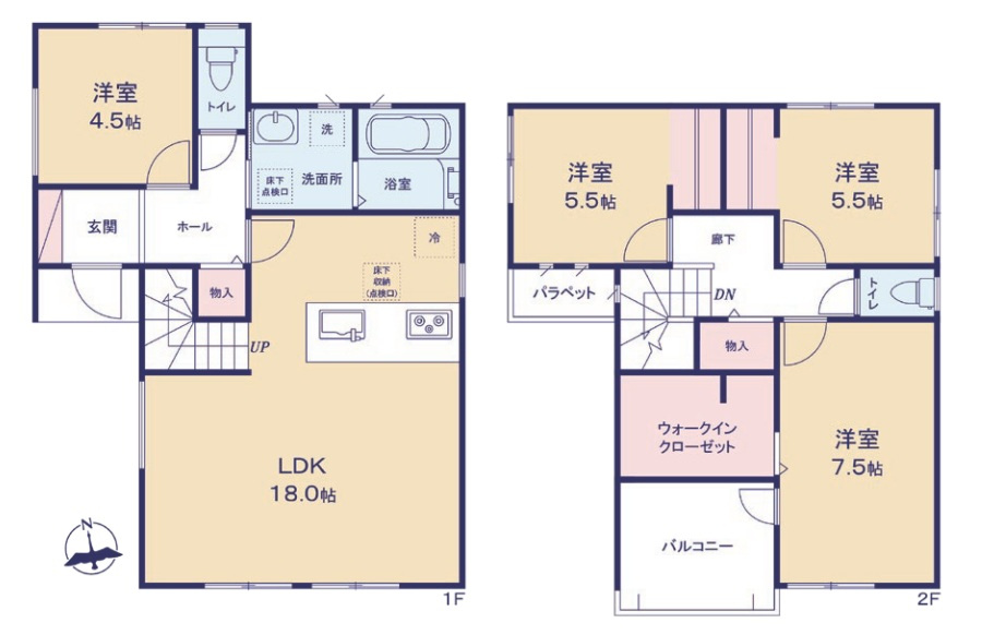 【仲介手数料半額】和光市第1下新倉　全4棟　4号棟の間取り