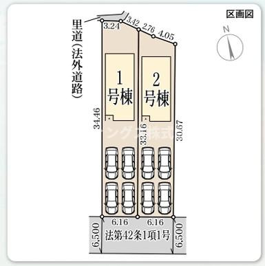 綾部市広小路３丁目新築戸建て住宅の区画図