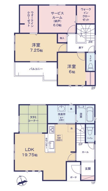 【仲介手数料半額】和光市第1下新倉　全4棟　2号棟の間取り
