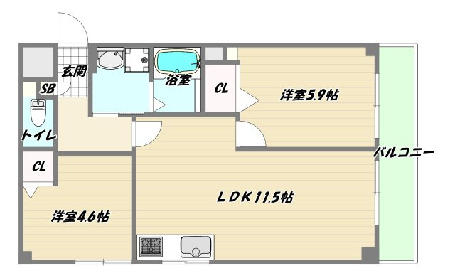大阪市東淀川区菅原１丁目の賃貸マンションの間取り