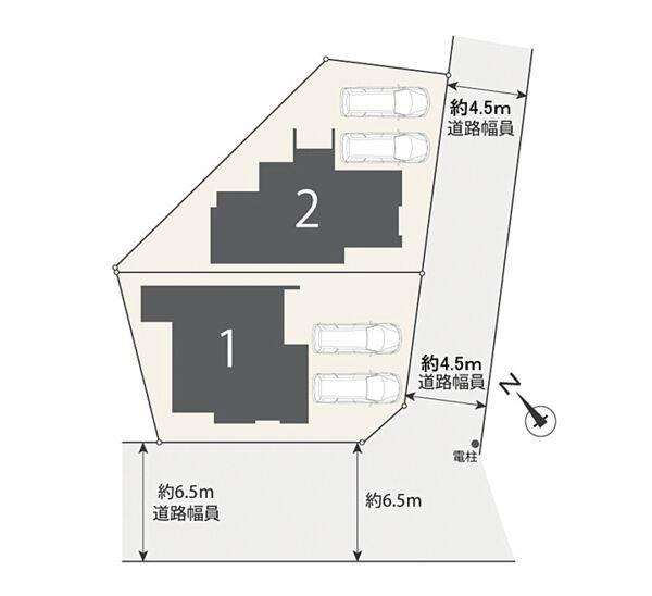 阿久和東二丁目新築戸建2棟　ZEH水準の省エネ住宅　駐車2台可能の区画図