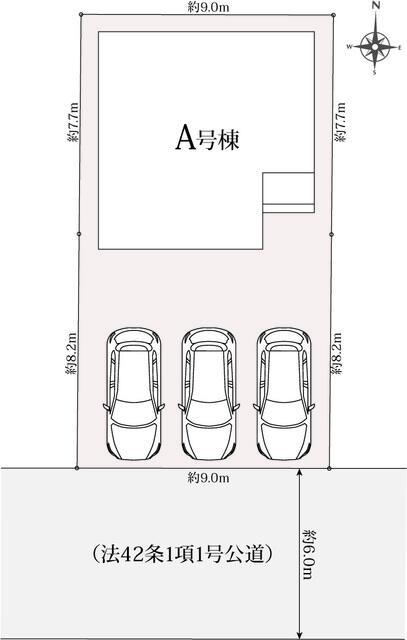 仲介手数料無料）一宮市時之島３０番　A号棟の区画図