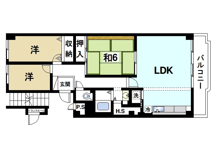 西大寺サンハイツ1号の間取り