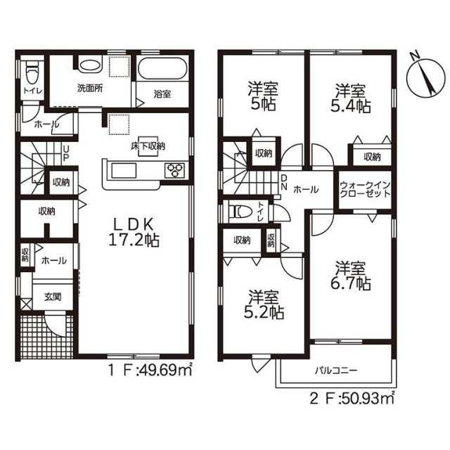 仲介手数料無料）一宮市奥町公園西　３号棟の間取り