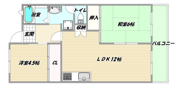 大阪市東淀川区下新庄４丁目の賃貸マンションの間取り