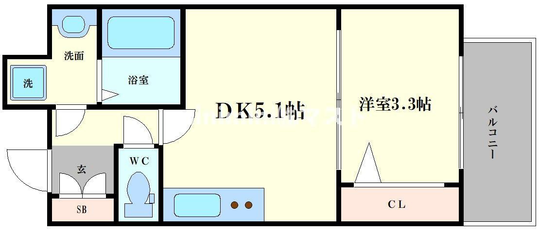 大阪市西区立売堀５丁目の賃貸マンションの間取り