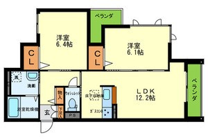 西宮市上大市２丁目の賃貸マンションの間取り