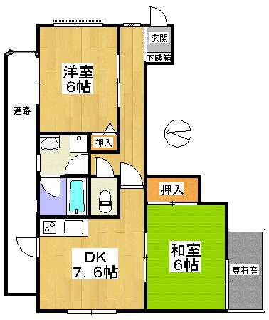 芦屋市西蔵町のアパートの間取り