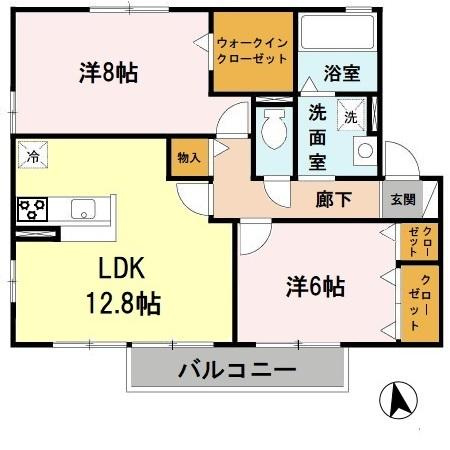 西宮市段上町１丁目のアパートの間取り