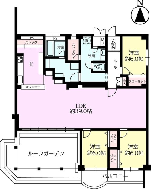 西宮市獅子ケ口町の賃貸マンションの間取り