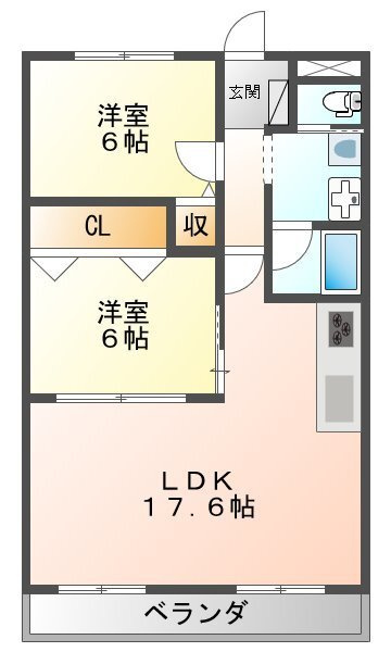 西宮市小松西町１丁目の賃貸マンションの間取り