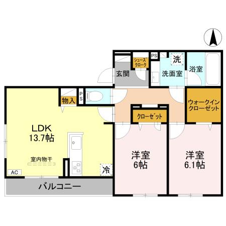 西宮市甲子園口２丁目のアパートの間取り