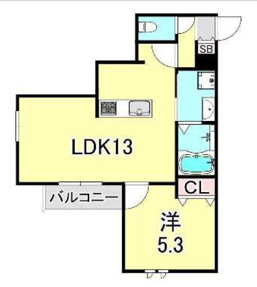 西宮市南昭和町の賃貸マンションの間取り