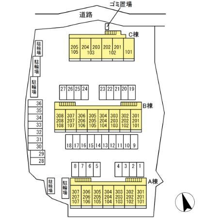 アムール大倉山　B棟の区画図