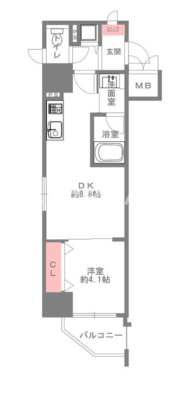 大阪市中央区大手通２丁目の賃貸マンションの間取り|現状有姿