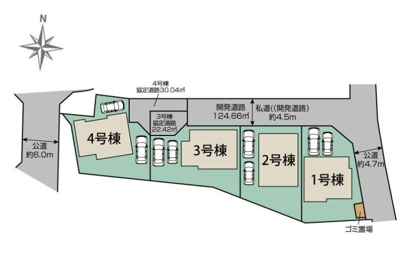 秦野市東田原新築戸建て　4号棟の区画図|区画図「秦野市東田原新築戸建て」