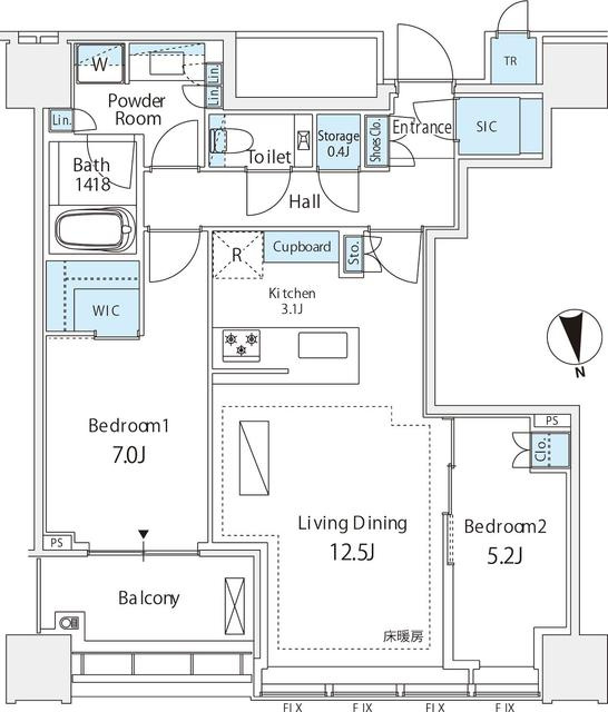 ＳＨＩＲＯＫＡＮＥ　Ｔｈｅ　ＳＫＹ　Ｅ棟の間取り
