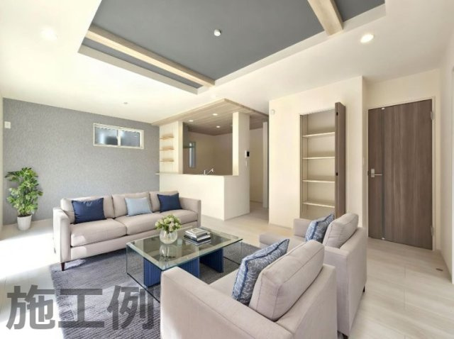 平塚市徳延3丁目新築戸建て　1号棟の居間・リビング|こちらのリビングで趣味の時間をお楽しみください