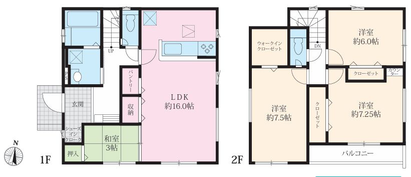 厚木市戸室４丁目新築戸建て　6期2号棟の間取り|間取図「厚木市戸室４丁目新築戸建て　2号棟」