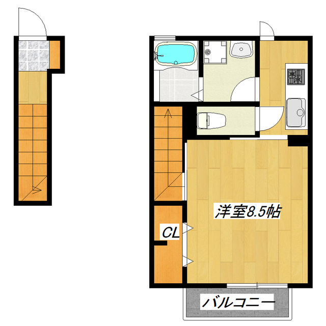 グレイスの間取り|広めの洋室が嬉しい１Ｋ！