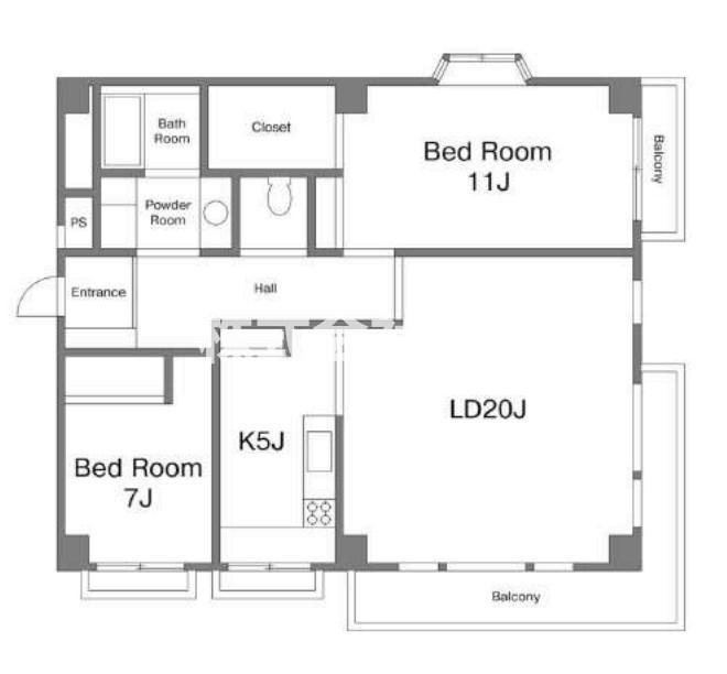 港区南麻布３丁目の賃貸マンションの間取り