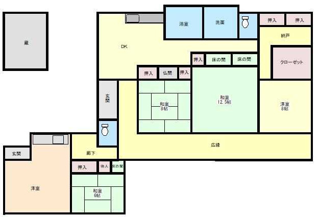 桐生市堤町二丁目中古平家戸建の間取り