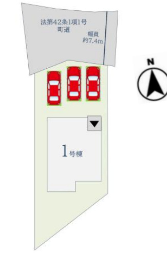 三養基郡上峰町大字坊所14期1区画 1号棟の区画図