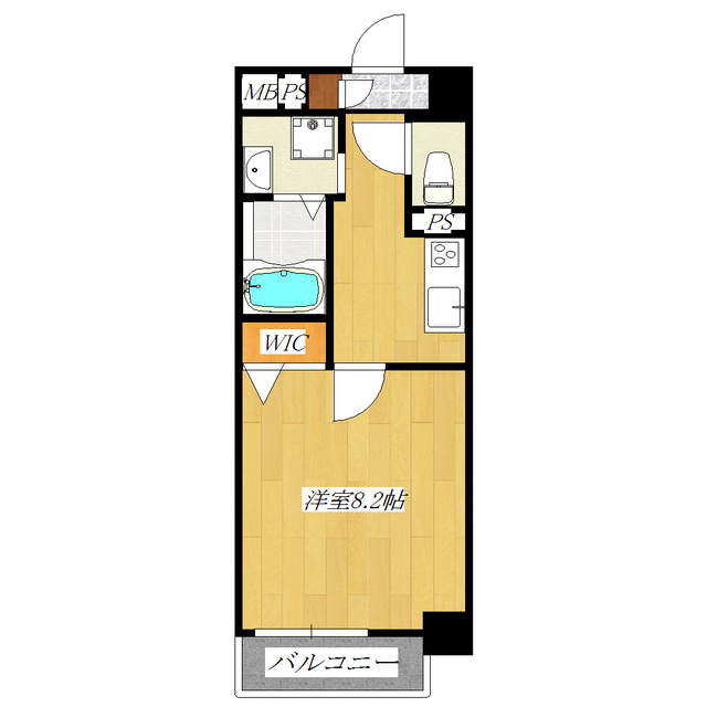 Ｉｎｔｅｒ ＰａｒｋⅡの間取り|ＷＩＣと広めのお部屋が魅力の１Ｋです☆