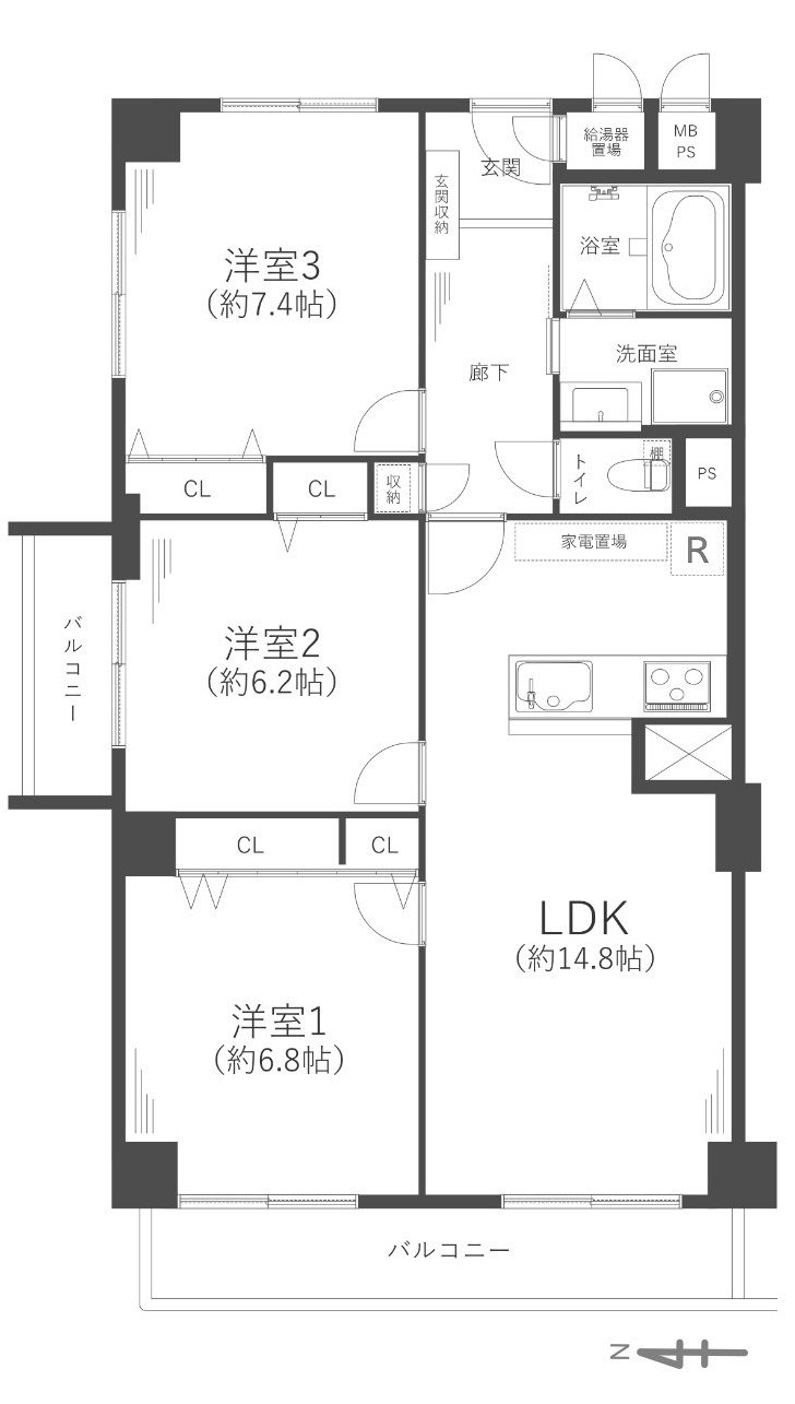 日商岩井高槻マンションの間取り
