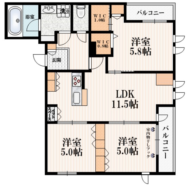 エド リオ コリーナの間取り|★１フロア２世帯★