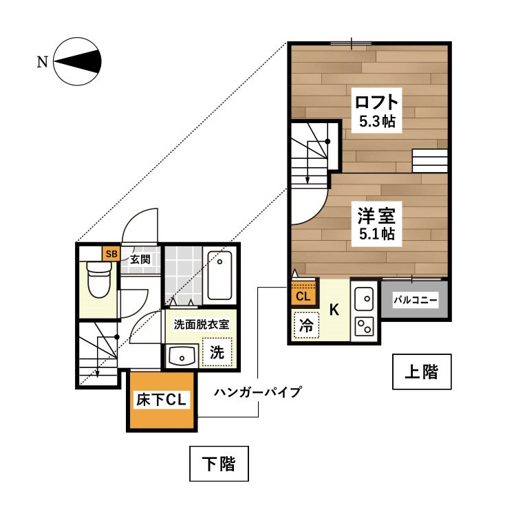 熊本市西区蓮台寺１丁目のアパートの間取り