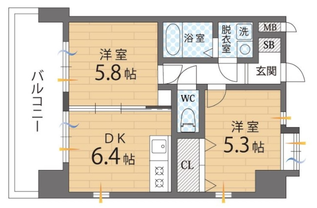 ウイングコートF館の間取り|使いやすい間取りです。