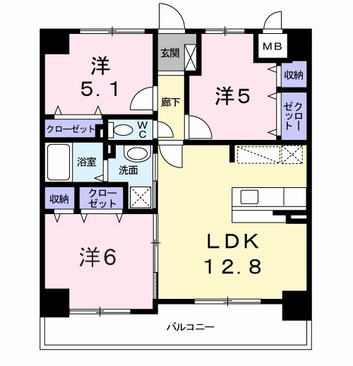 スカイシャトレ空港南の間取り|使いやすい間取りです。