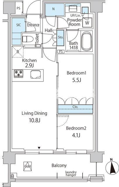 港区赤坂７丁目の賃貸マンションの間取り