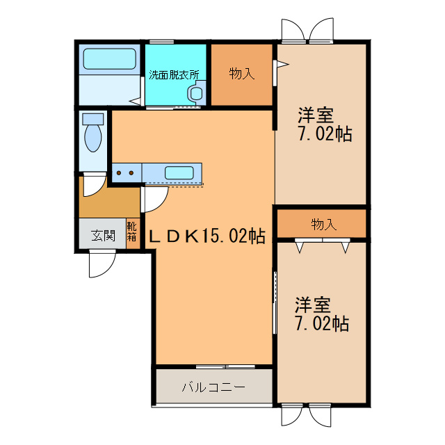 フォンテーヌ帯広Ⅱの間取り