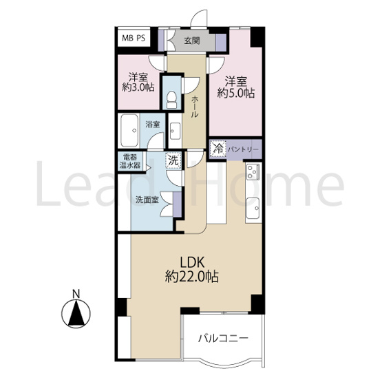 【間取り】 | パシフィックニュー自由が丘 | 約22帖の開放的な広々LDKを中心とした使いやすい間取りです。各所の収納も充実しています！
