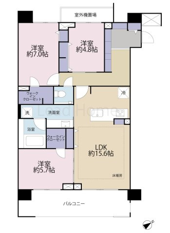 【間取り】 | ライオンズマンション弦巻グランフォート | 全居室に収納を備えたゆとりの3LDKです！家族みんなの衣類やおもちゃもすっきりと片付けることができます♪
