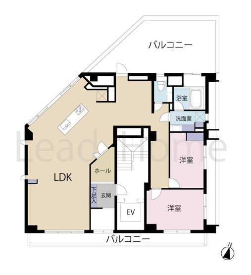 【間取り】 | 駒沢マンション | 光と風を取り込む2面バルコニー付きの角住戸！収納も備わり快適に広々と暮らせる設計です！