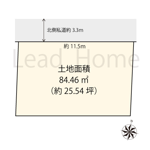 【土地図】 | 世田谷区三宿2丁目 | 幅員約3.3ｍの道路に間口約11.5ｍで接しており、お車の出し入れや日々の移動もスムーズです♪