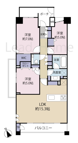 【間取り】 | パークホームズ二子玉川ヒルトップ | 独立した洋室と豊富な収納を備えた機能的な3LDKです。プライベート空間もすっきり綺麗に保てます！