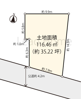 【土地図】 | 世田谷区北沢1丁目 | 35坪超のゆったりとした敷地です！採光を考えた明るいリビングや駐車スペースの配置も自由に検討できます♪