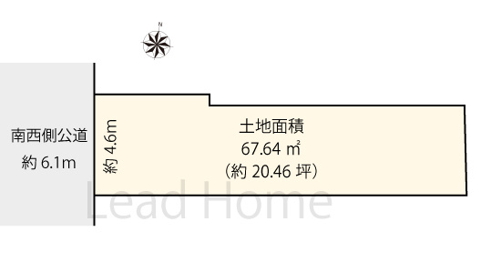 【土地図】 | 世田谷区上用賀4丁目 | 前面道路の幅員は約6.1ｍあり開放感良好！駐車スペースの配置など多彩な建築プランが描けます！