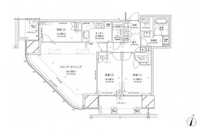 【間取り】 | 二子玉川ライズタワー＆レジデンスタワーウエスト | ワイドな窓から光が広がる開放的な間取り！各居室が独立しておりプライベート時間も快適に過ごせます！