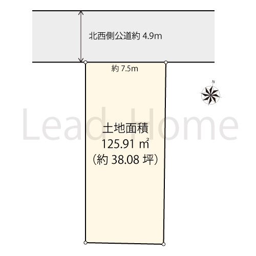 【土地図】 | 世田谷区深沢7丁目 | 間口約7.5ｍで約38.08坪のゆとりある敷地！車の出し入れもしやすく日々の駐車もスムーズに行えます♪