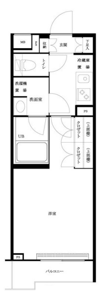 ルーブル大森西の間取り|間取り　1Kバストイレ別独立洗面台