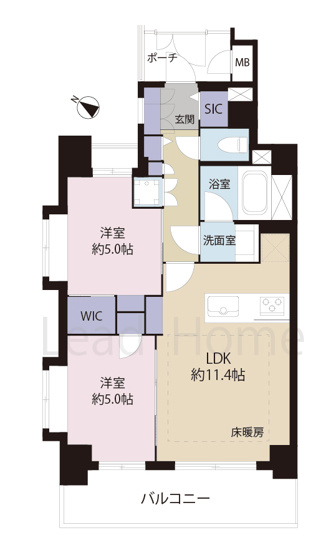 【間取り】 | クレッセント渋谷神泉 | 各部屋に収納を備えた機能的な2LDKです！生活動線がスムーズでお部屋をすっきりと広く使えます！