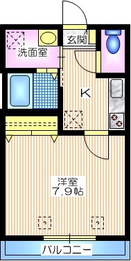 メゾンＹ・Ｓの間取り|最上階南東向きで日当り良好　設備の充実した１Ｋ２７．４８平米